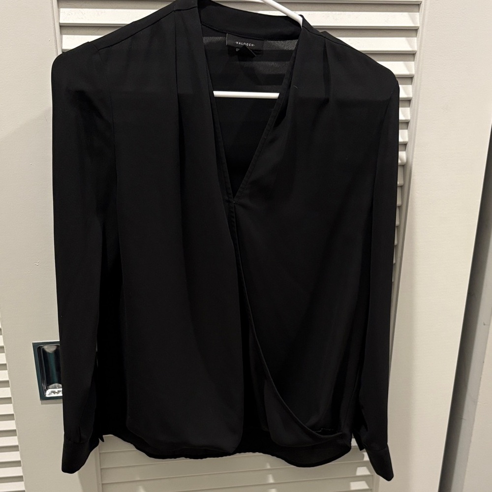 Halogen Classic Black Wrap Blouse